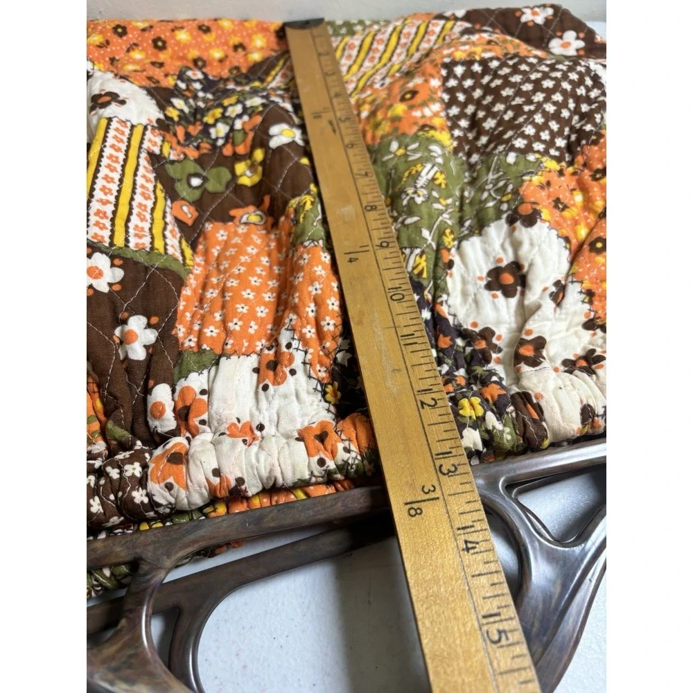 Vintage Groovy Quilted Patchwork Clutch Bag Purse 1960's Handmade Plastic Handle